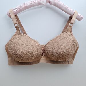 PRIMA VALENTINA 42D Salmon Wireless Wire Free Lightly Lined Lace Bra RN 147132